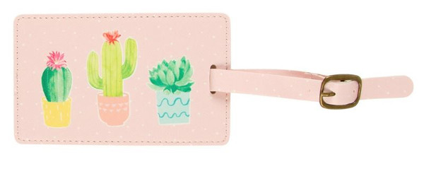 Sass & Belle Luggage Tag, Pastel Cactus