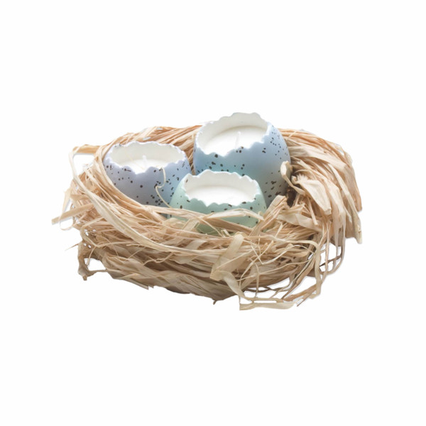 TAG Cracked Eggs In a Nest Candles,  Set of 3 (410346)