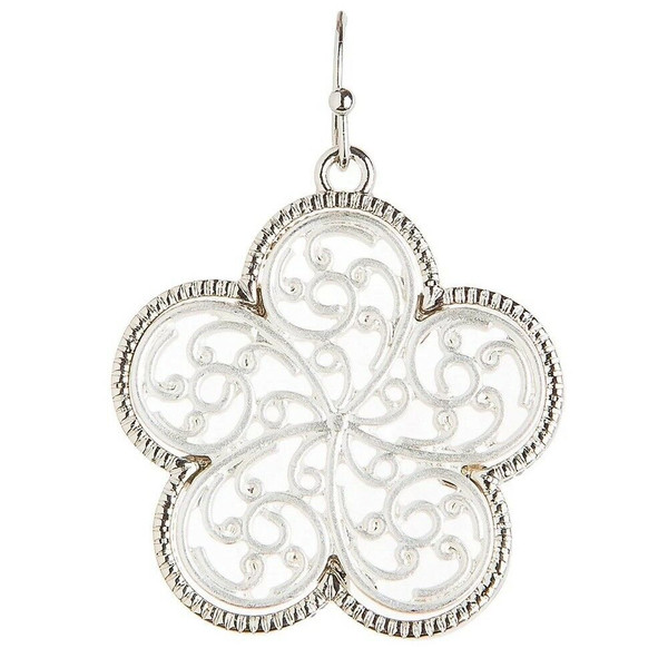 Rain Silver Swirl Flower Earring
