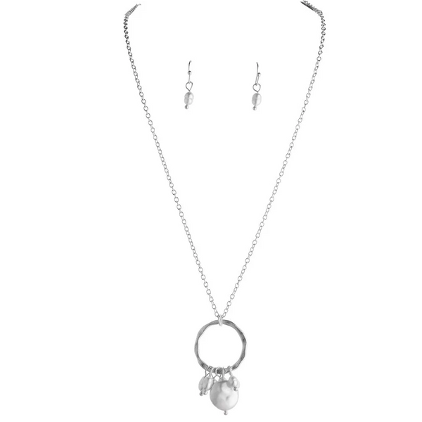 Rain Silver Pearl Charmy Necklace Set