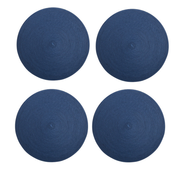 TAG Round Woven Placemats, Indigo - Set of 4 (555438)