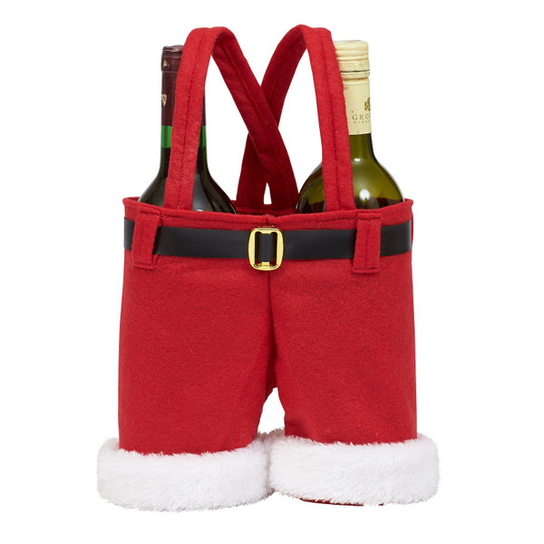 Design Imports India Wine Bottle Tote, Santa Pants
