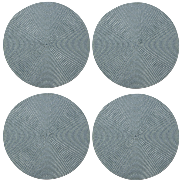 TAG Round Woven Placemats, Light Blue - Set of 4 (G11813)