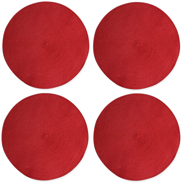 TAG Round Woven Placemats, Red - Set of 4 (555037)