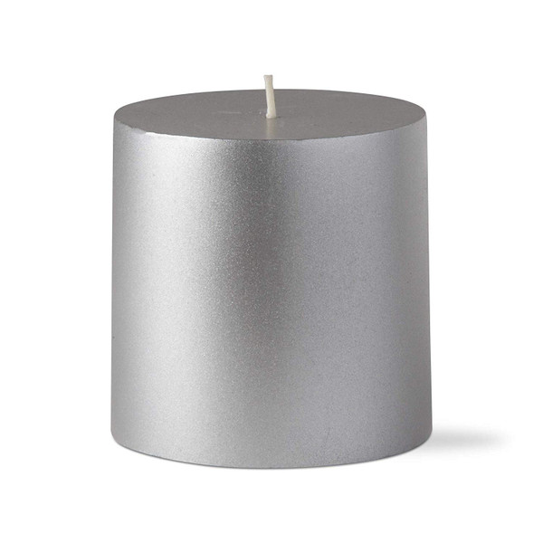 TAG Metallic Silver Pillar Candle, 4" x 4" (G10139)