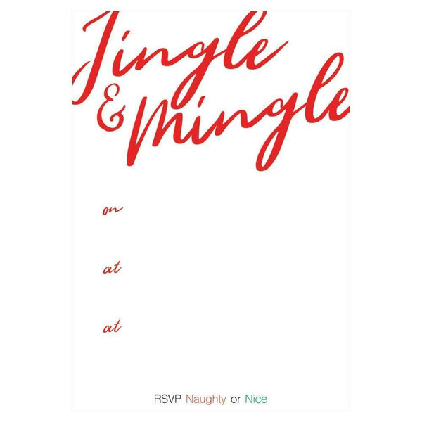 Caspari Fill-In Invitations, Jingle and Mingle Red Foil - Pack of 8 (88926E40)
