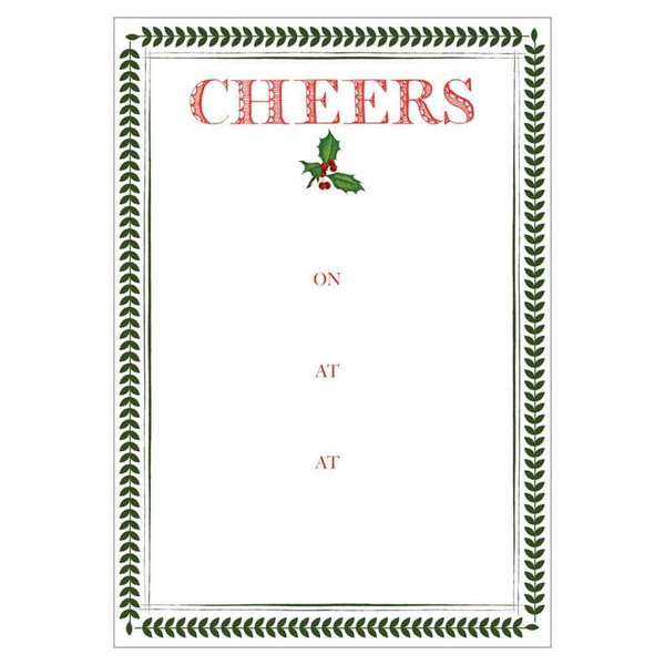 Caspari Fill-In Invitations, Yuletide Cheer - Pack of 8 (89914E40)