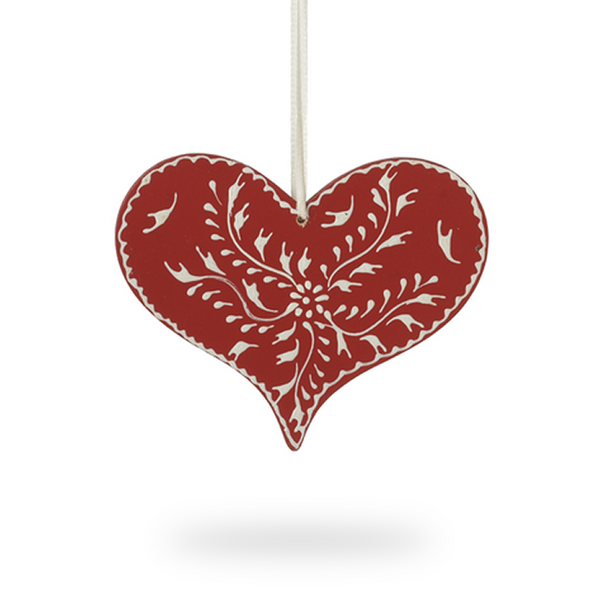 Midwest CBK Ornament, Snowy Heart - Wide (103630B)