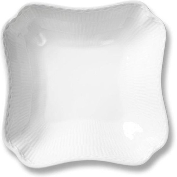 Royal Copenhagen White Fluted Half Lace Square Bowl