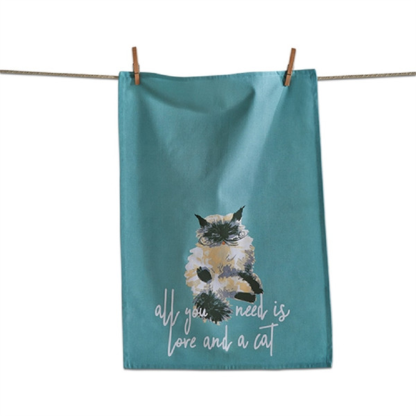 TAG All You Need Is Love And A Cat, Aqua Dish Towel (208384)