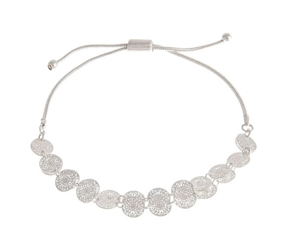 Rain Silver Delicate Filigree Cut Out Chain Bracelet