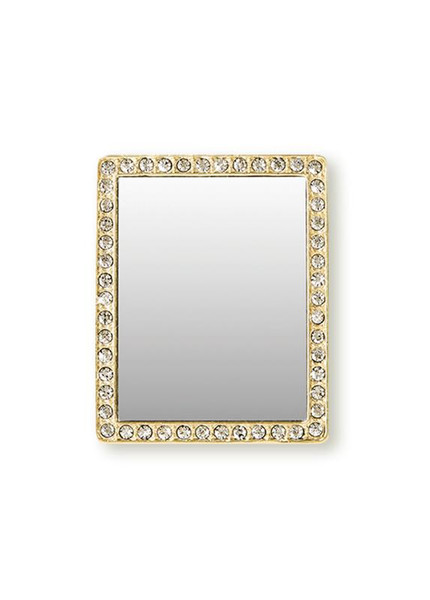 iDecoz Rectangle Phone Mirror, Gold Crystals