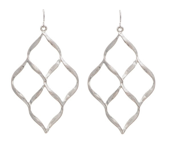 Rain Silver Four Square Twisted Diamond Shape Wire Earring
