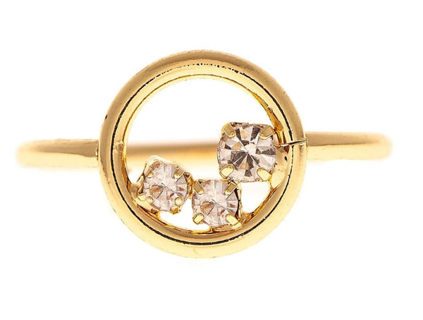 Rain Gold Circle with Clear Crystals Ring