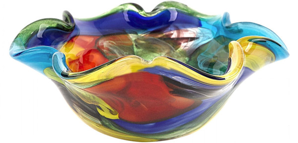 Badash Stormy Rainbow Wavy Glass Bowl