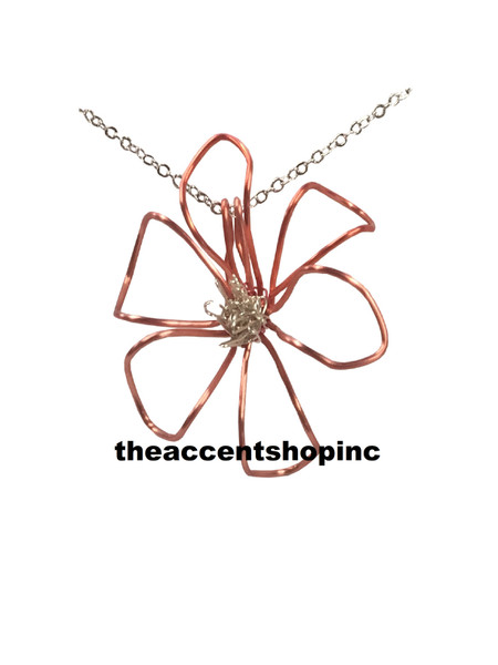 Village Designs Springerlee Lily Pendant Necklace, Coral & Silver