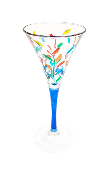 Gage Tree of Life Trumpet Wine Glass, Cobalt Stem