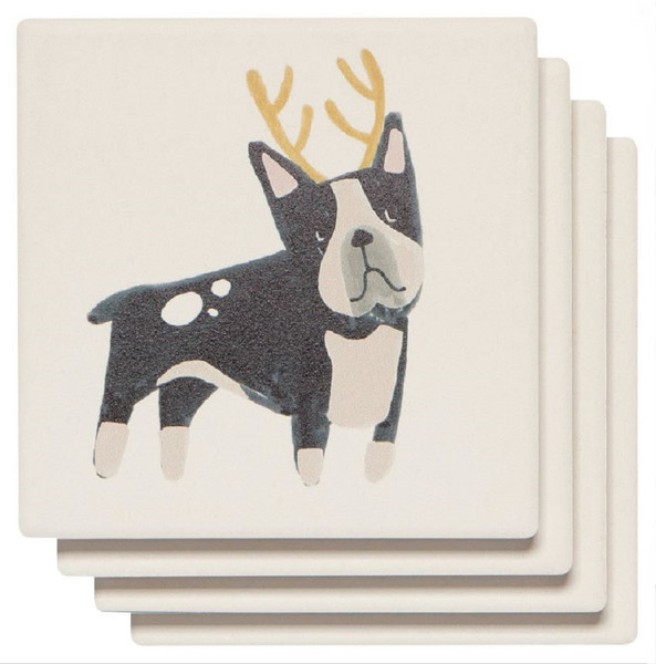 Now Designs Yule Dogs Soak Up Coaster, Set of 4