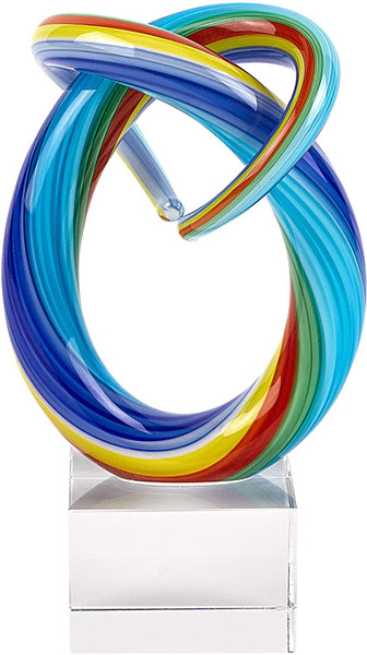 Badash Murano Style Art Glass Mini Rainbow 6" Centerpiece on Crystal Base