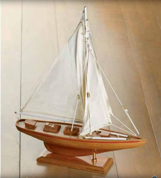 India Handicrafts Wooden Sailbot with Red Stripes