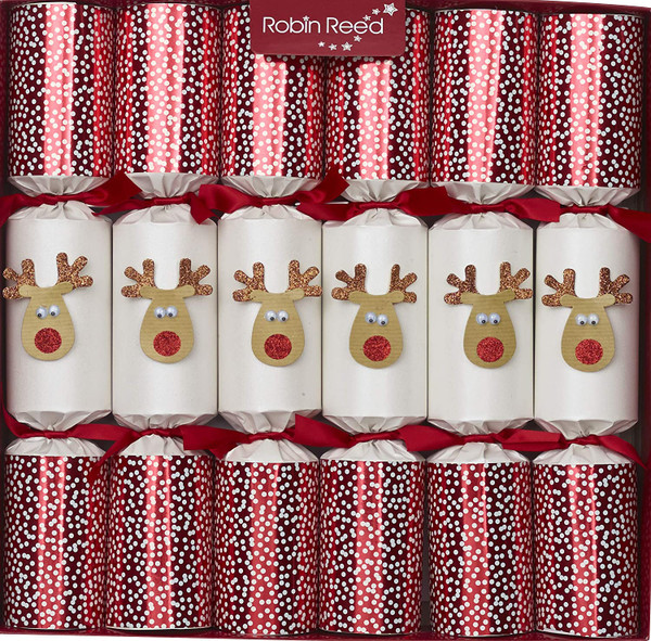 Robin Reed 13" Crackers, Racing Reindeer - Box of 6 (72007)