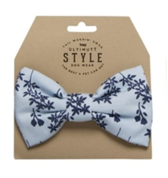 TAG Small Doggie Bowtie, Blue & Flowers (G12292E)