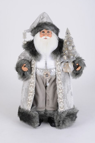 Karen Didion Lighted Santa, Jeweled Platinum Elegance (CC18-46)