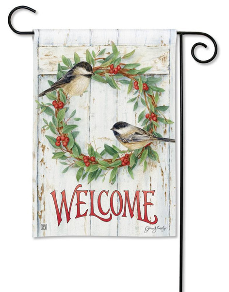 Studio M Chickadee Wreath Garden Flag