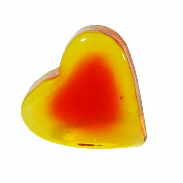Blenko Paperweight Heart Crystal, Tangerine (9002P01801)