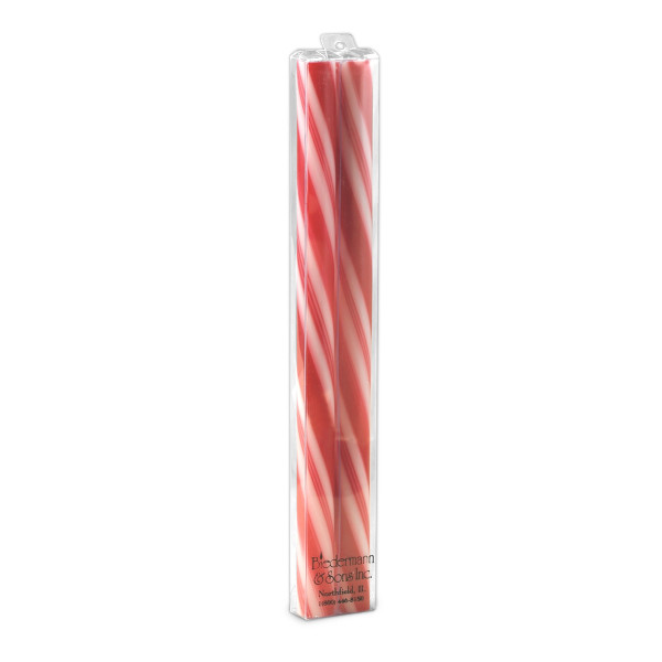 Biedermann 12" Taper Candle, Candy Cane - Set of 2 (C312RD)