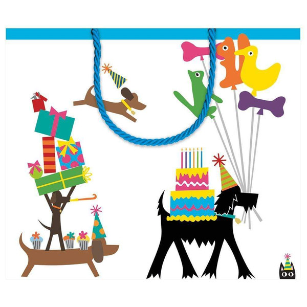 Caspari Large Gift Bag, Party Pups (9024B3)