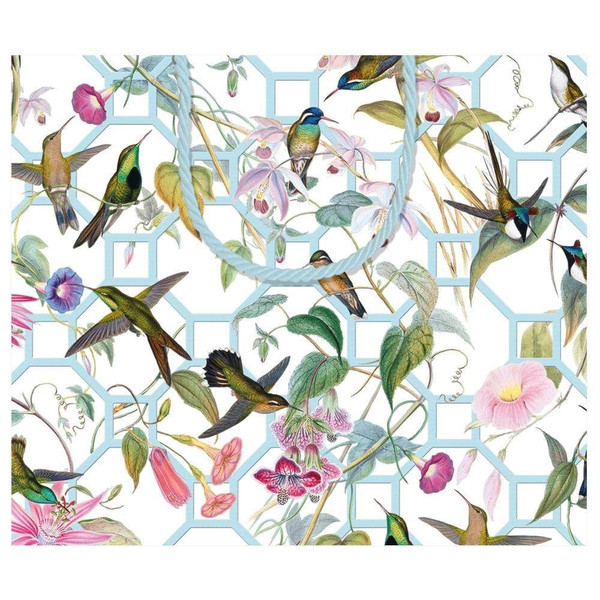 Caspari Large Gift Bag, Hummingbird Trellis