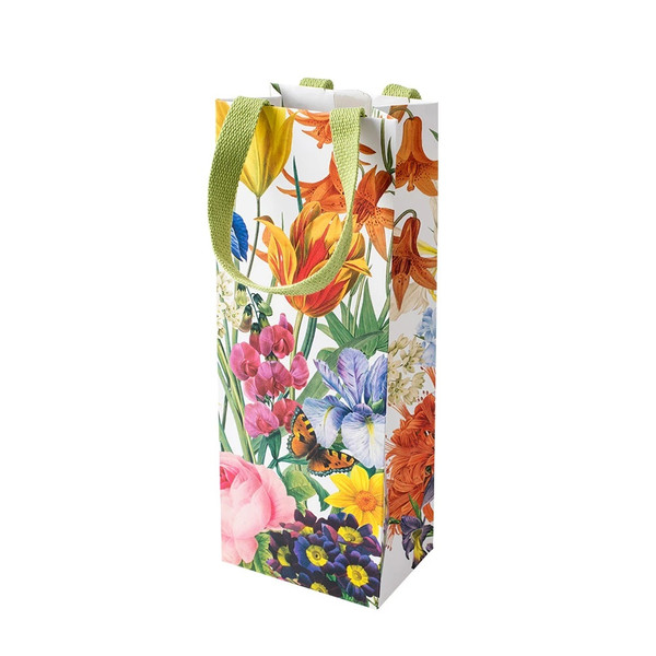 Caspari Wine & Bottle Gift Bag, Redoute Floral (9027B4)