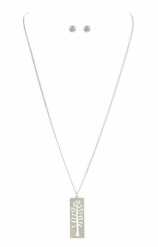 Rain Silver Tall Tree Cutout Necklace Set