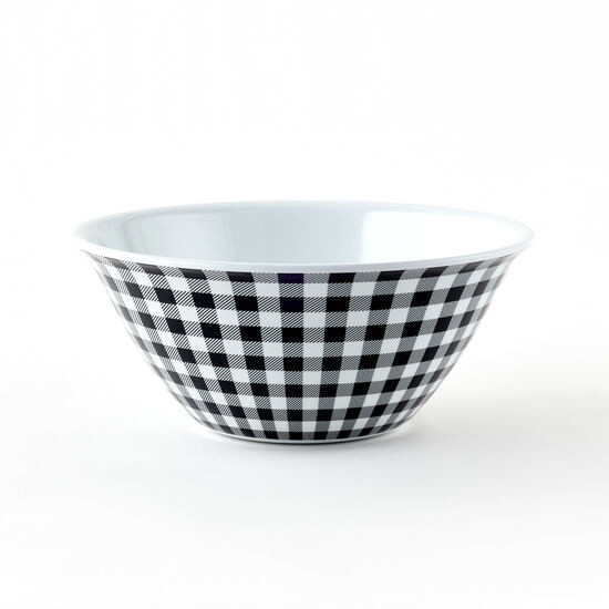 One Hundred 80 Degrees Melamine Bowl, Black Gingham (ME0543)