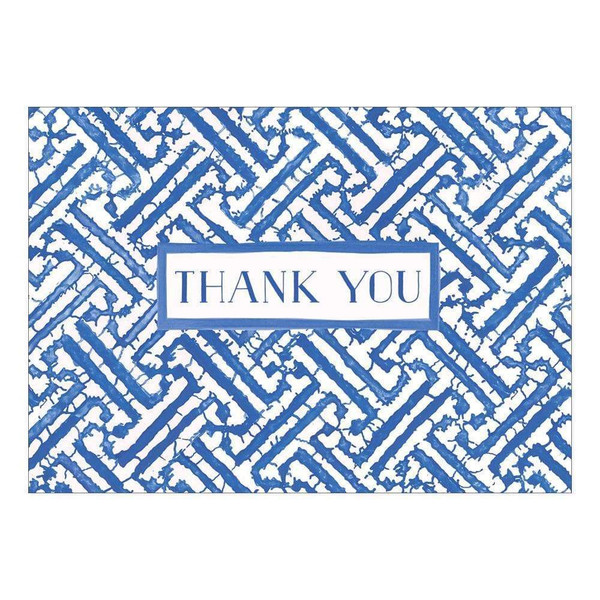 Caspari Thank You Notes, Fretwork in Blue - Pack of 6 (91607.48)