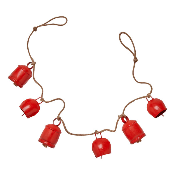 TAG Red Antique Bells & Jute Rope Garland (G14827)