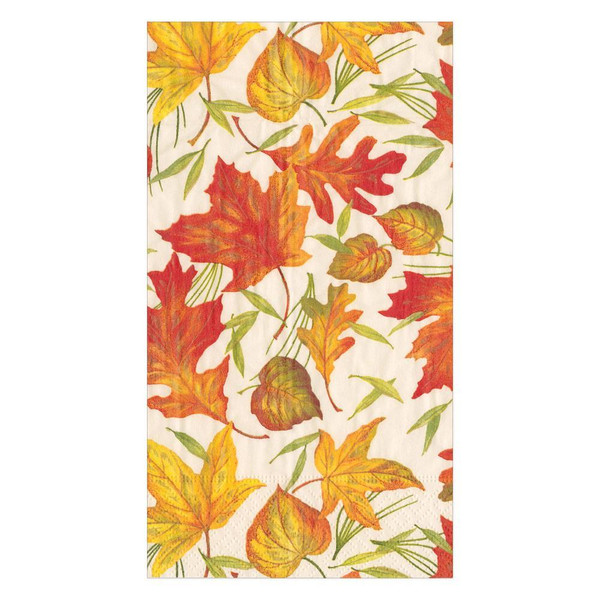 Caspari Paper Guest Towel Napkins, Woodland Leaves - 2 Packs (16540G)