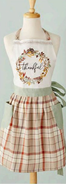 Design Imports India Printed Apron, Thankful Autumn Wreath