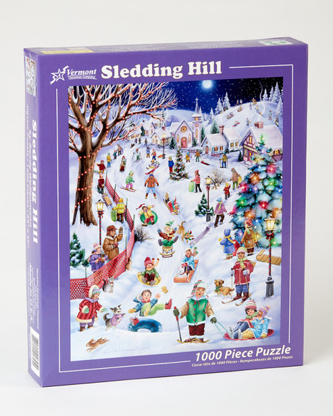 Vermont Christmas Company Jigsaw Puzzle, Sledding Hill  - 1000 Piece (VC1005)