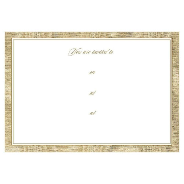 Caspari Fill-In Invitations, Moiré Gold - Pack of 8 (67924E40)