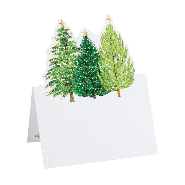 Caspari Die-Cut Place Cards, Christmas Tree With Lights - 2 Packs (91910P)