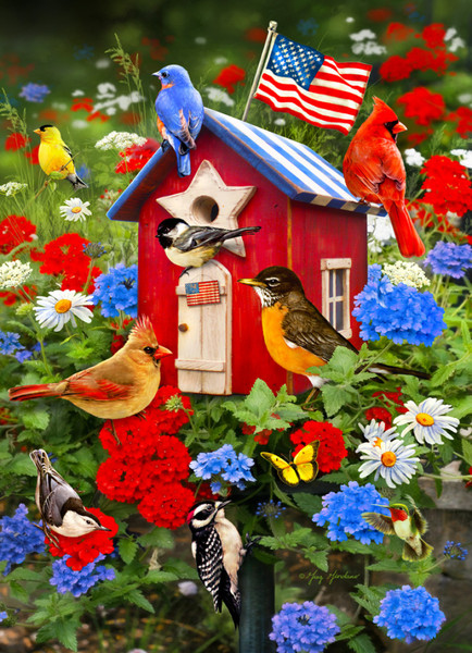 Vermont Christmas Company Jigsaw Puzzle, Patriotic Birdhouse (VC1165)