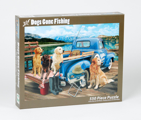 Vermont Christmas Company Jigsaw Puzzle, Dogs Gone Fishing - 550 Piece (VC1177)