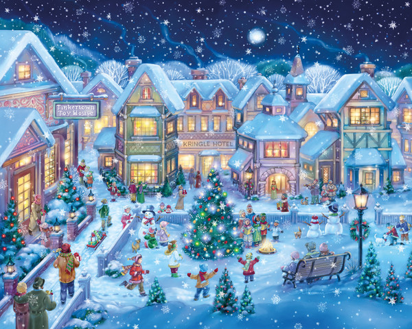 Vermont Christmas Company Jigsaw Puzzle, Holiday Village Square - 1000 Piece (VC132)