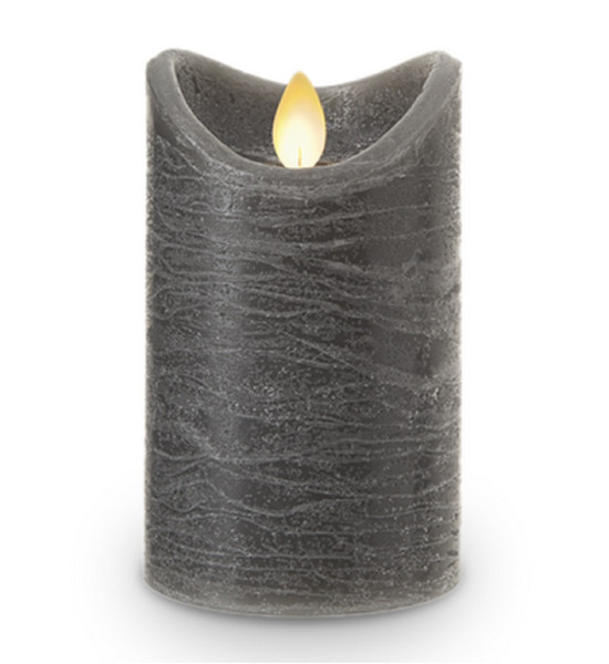 Ganz LED Textured Wax Pillar, Charcoal - 3 x 5" (LLW1326)