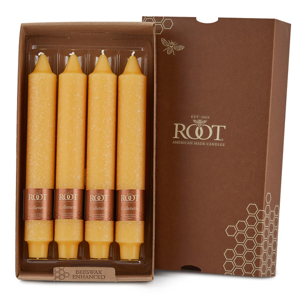 Root Timberline Collenette 9" Unscented Candles, Butterscotch, Box of 4 (519380)