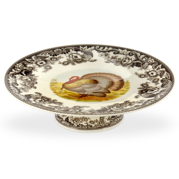 Portmeirion Spode Footed Cake Plate, Woodland Turkey