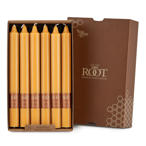 Root Smooth Arista 9" Unscented Candles, Butterscotch, Box of 12 (89380)