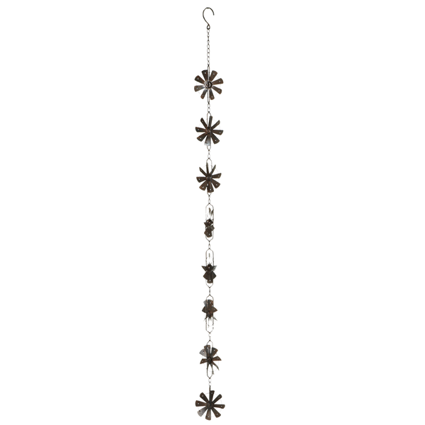 Midwest CBK Large Rain Chain, Distressed Brown Windmill Spinning